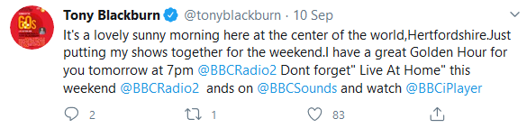 Tony Blackburn Twitter pic
